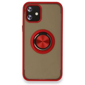 BSSM iPhone 12 Mini Montreal Yüzüklü Silikon Kapak Kırmızı Kılıf