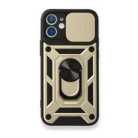 BSSM iPhone 12 Mini Pars Lens Yüzüklü Silikon Gold Kılıf