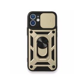 BSSM iPhone 12 Mini Pars Lens Yüzüklü Silikon Gold Kılıf