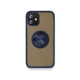 BSSM iPhone 12 Montreal Yüzüklü Silikon Kapak Lacivert Kılıf