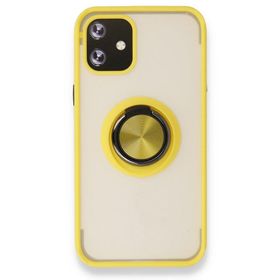 BSSM iPhone 12 Montreal Yüzüklü Silikon Kapak Sarı Kılıf