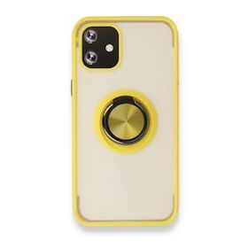 BSSM iPhone 12 Montreal Yüzüklü Silikon Kapak Sarı Kılıf