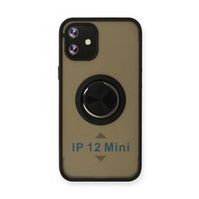 BSSM iPhone 12 Montreal Yüzüklü Silikon Kapak Siyah Kılıf