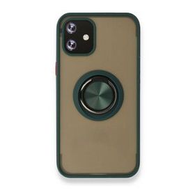 BSSM iPhone 12 Montreal Yüzüklü Silikon Kapak Yeşil Kılıf