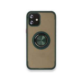 BSSM iPhone 12 Montreal Yüzüklü Silikon Kapak Yeşil Kılıf