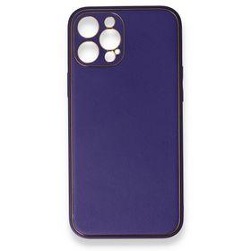 BSSM iPhone 12 Pro Coco Deri Silikon Kapak Mor Kılıf