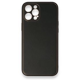 BSSM iPhone 12 Pro Coco Deri Silikon Kapak Siyah Kılıf