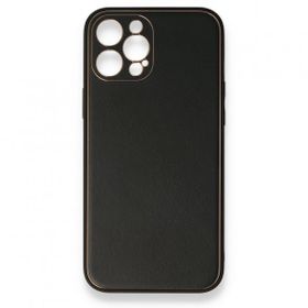 BSSM iPhone 12 Pro Coco Deri Silikon Kapak Siyah Kılıf