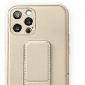 BSSM iPhone 12 Pro Coco Deri Standlı Kapak Beyaz Kılıf