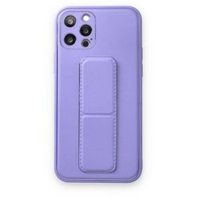 BSSM iPhone 12 Pro Coco Deri Standlı Kapak Koyu Lila Kılıf