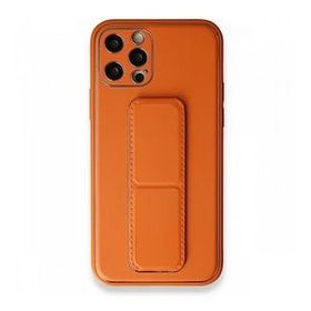 BSSM iPhone 12 Pro Coco Deri Standlı Kapak Turuncu Kılıf