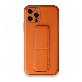 BSSM iPhone 12 Pro Coco Deri Standlı Kapak Turuncu Kılıf