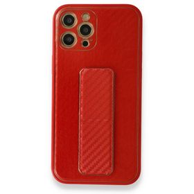 BSSM iPhone 12 Pro Coco Karbon Standlı Kapak Kırmızı Kılıf