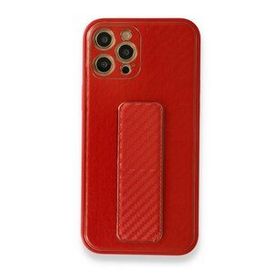 BSSM iPhone 12 Pro Coco Karbon Standlı Kapak Kırmızı Kılıf