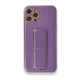 BSSM iPhone 12 Pro Coco Karbon Standlı Kapak Mor Kılıf