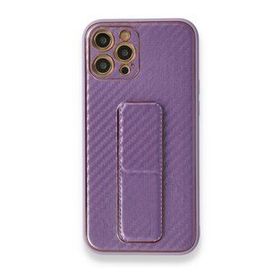 BSSM iPhone 12 Pro Coco Karbon Standlı Kapak Mor Kılıf