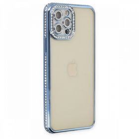 BSSM iPhone 12 Pro Joke Taşlı Silikon Mavi Kılıf
