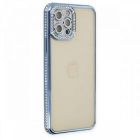 BSSM iPhone 12 Pro Joke Taşlı Silikon Mavi Kılıf