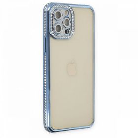 BSSM iPhone 12 Pro Joke Taşlı Silikon Mavi Kılıf