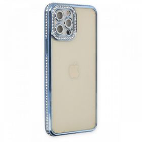 BSSM iPhone 12 Pro Joke Taşlı Silikon Mavi Kılıf