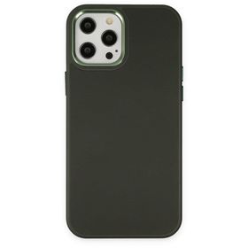 BSSM iPhone 12 Pro Max Asya Deri Silikon Koyu Yeşil Kılıf