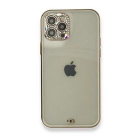 BSSM iPhone 12 Pro Max Liva Taşlı Silikon Beyaz Kılıf