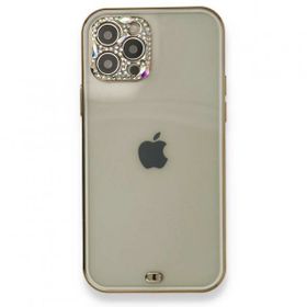 BSSM iPhone 12 Pro Max Liva Taşlı Silikon Beyaz Kılıf
