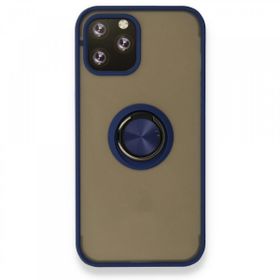 BSSM iPhone 12 Pro Max Montreal Yüzüklü Silikon Kapak Lacivert Siyah İnci Kılıf