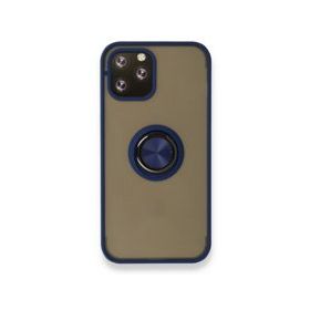 BSSM iPhone 12 Pro Max Montreal Yüzüklü Silikon Kapak Lacivert Siyah İnci Kılıf