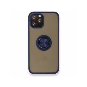 BSSM iPhone 12 Pro Max Montreal Yüzüklü Silikon Kapak Lacivert Siyah İnci Kılıf