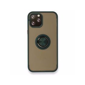 BSSM iPhone 12 Pro Max Montreal Yüzüklü Silikon Kapak Yeşil Siyah İnci Kılıf