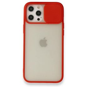 BSSM iPhone 12 Pro Max Palm Buzlu Kamera Sürgülü Silikon Kırmızı Kılıf