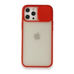 BSSM iPhone 12 Pro Max Palm Buzlu Kamera Sürgülü Silikon Kırmızı Kılıf