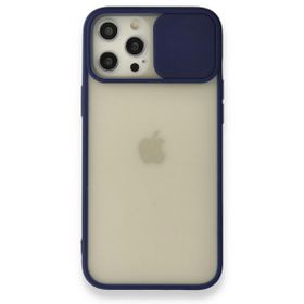 BSSM iPhone 12 Pro Max Palm Buzlu Kamera Sürgülü Silikon Lacivert Kılıf
