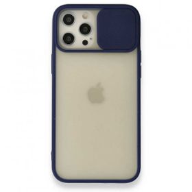 BSSM iPhone 12 Pro Max Palm Buzlu Kamera Sürgülü Silikon Lacivert Kılıf