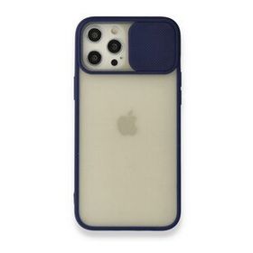 BSSM iPhone 12 Pro Max Palm Buzlu Kamera Sürgülü Silikon Lacivert Kılıf