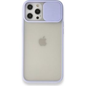 BSSM iPhone 12 Pro Max Palm Buzlu Kamera Sürgülü Silikon Lila Kılıf