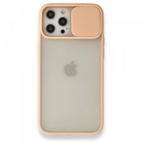 BSSM iPhone 12 Pro Max Palm Buzlu Kamera Sürgülü Silikon Pembe Kılıf