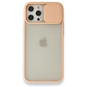 BSSM iPhone 12 Pro Max Palm Buzlu Kamera Sürgülü Silikon Pembe Kılıf