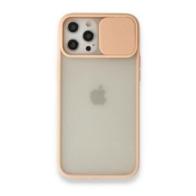 BSSM iPhone 12 Pro Max Palm Buzlu Kamera Sürgülü Silikon Pembe Kılıf