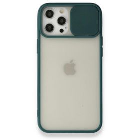 BSSM iPhone 12 Pro Max Palm Buzlu Kamera Sürgülü Silikon Yeşil Kılıf