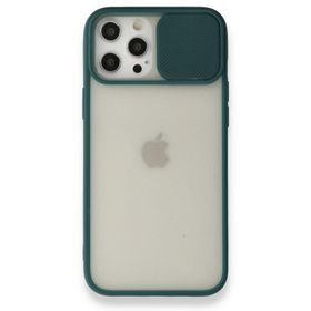 BSSM iPhone 12 Pro Max Palm Buzlu Kamera Sürgülü Silikon Yeşil Kılıf