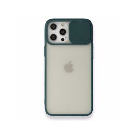 BSSM iPhone 12 Pro Max Palm Buzlu Kamera Sürgülü Silikon Yeşil Kılıf