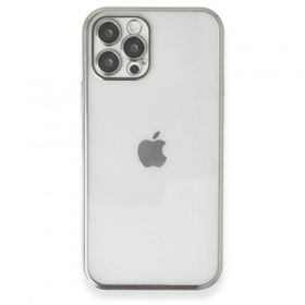 BSSM iPhone 12 Pro Max Razer Lensli Silikon - Gümüş Kılıf