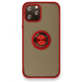 BSSM iPhone 12 Pro Montreal Yüzüklü Silikon Kapak Kırmızı Kılıf