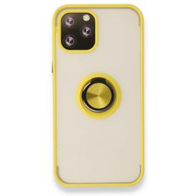 BSSM iPhone 12 Pro Montreal Yüzüklü Silikon Kapak Sarı Kılıf
