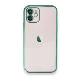 BSSM iPhone 12 Razer Lensli Silikon Yeşil Renkli Kılıf