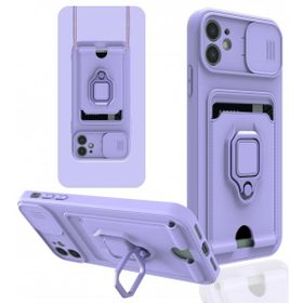 BSSM iPhone 12 Zuma Kartvizitli Yüzüklü Silikon Lila Kılıf