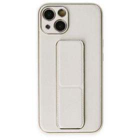 BSSM iPhone 13 Coco Deri Standlı Kapak Beyaz Kılıf