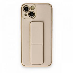 BSSM iPhone 13 Coco Deri Standlı Kapak Gold Kılıf